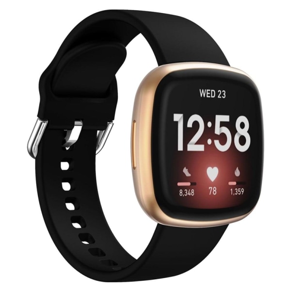 Fitbit Sense 2 / Versa 4 yksinkertainen silikonikellon hihna - Musta Black