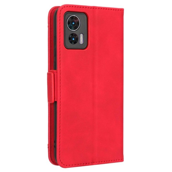 Stilfuldt Læder Etui med Pung til Motorola Edge 30 Neo - Rød Red