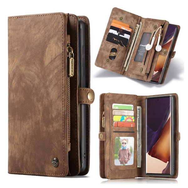 CaseMe Samsung Galaxy Note 20 Ultra vetoketjullinen lompakkokotelo - Ruskea Brown