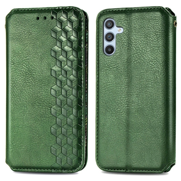 Nahkakotelo With A Stylish Rhombus Imprint For Samsung Galaxy A54 - Vihreä Green