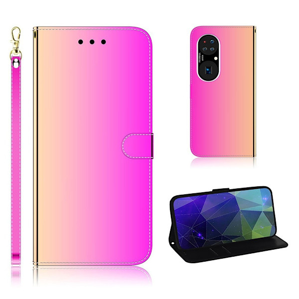 Mirror Huawei P50 flip case - Ruusu Pink