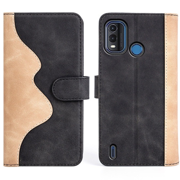 To Farvet Læder Flip Case til Nokia G11 Plus - Sort Black