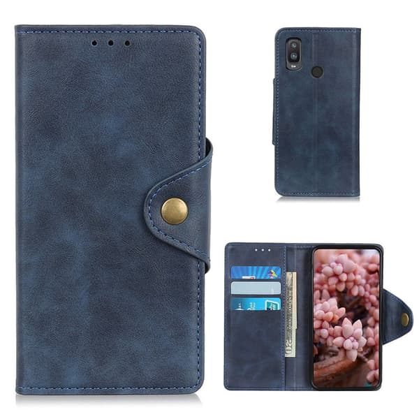 Alpha Alcatel 1L (2021) nahkainen läppäkotelo - Sininen Blue