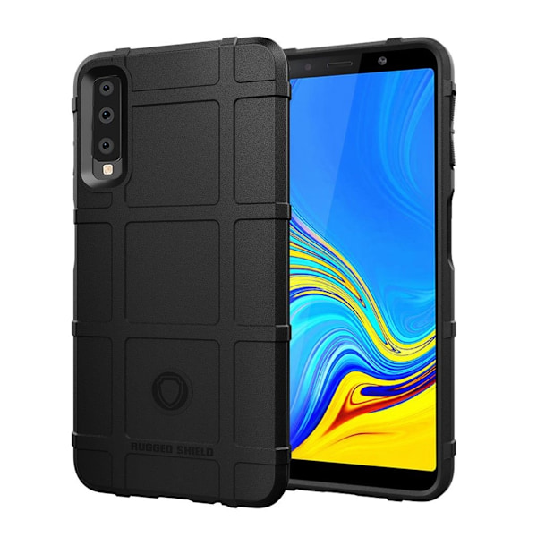 Samsung Galaxy A7 (2018) beskyttelsesetui i silikone med gittermønster - Sort Black