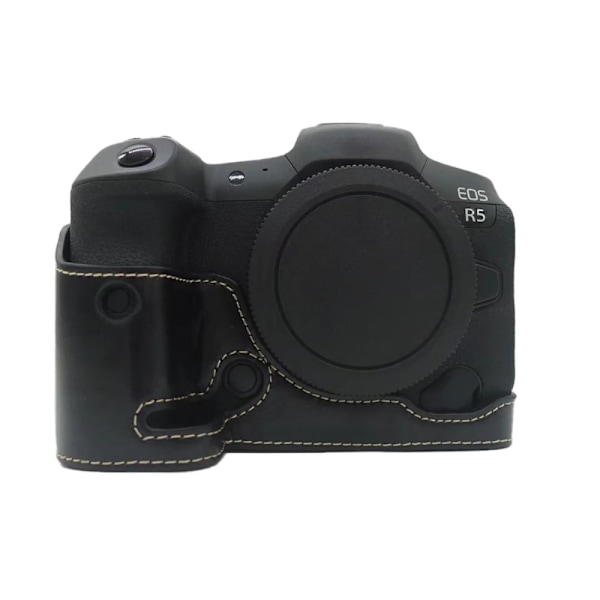 Canon EOS R5 / R6 halvcover i læder - Sort Black