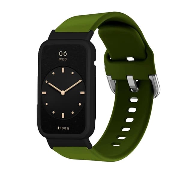Silikoneurrem med cover til Xiaomi Mi Band 7 Pro - Militærgrøn / Sort Green