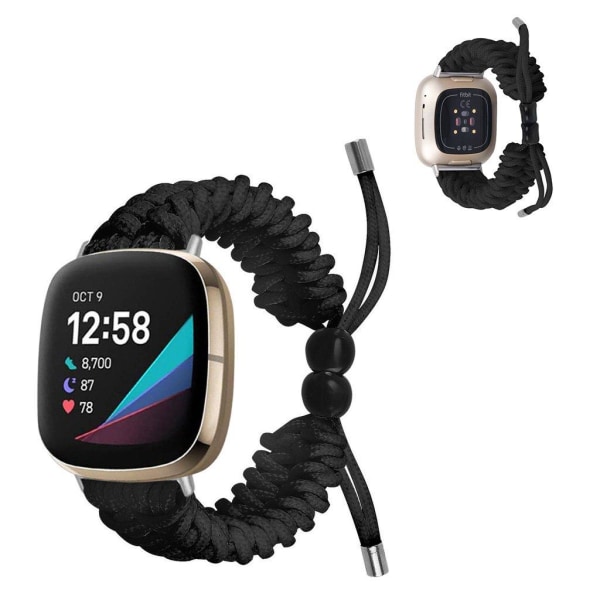 Fitbit Sense / Versa 3 braided watch band - Black Svart