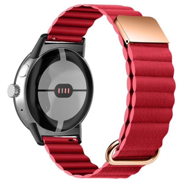 Google Pixel Watch genuine leather watch strap with magnetic buc Red