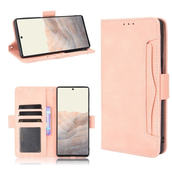 Modern-styled leather wallet case for Google Pixel 6 - Rose Gold Pink