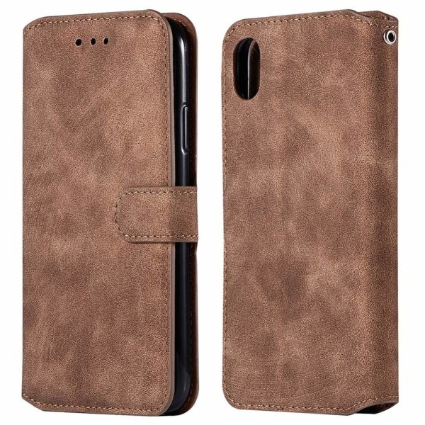 iPhone XS Max mobilfodral syntetläder silikon plånbok stående - Brun