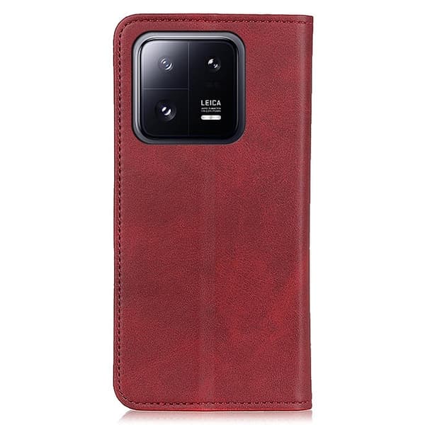 Lompakko-style Aitoa Nahkaa Läppäkotelo For Xiaomi 13 Pro - Punainen Red