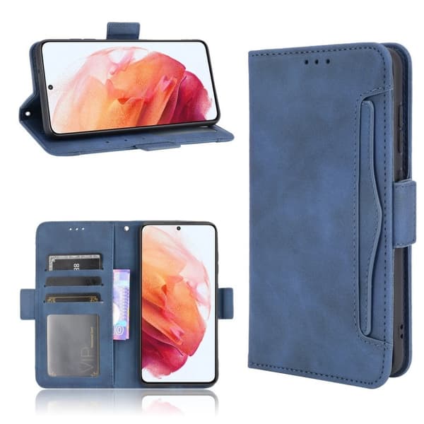 Moderni Nahkalaukku For Samsung Galaxy S21 FE - Sininen Blue