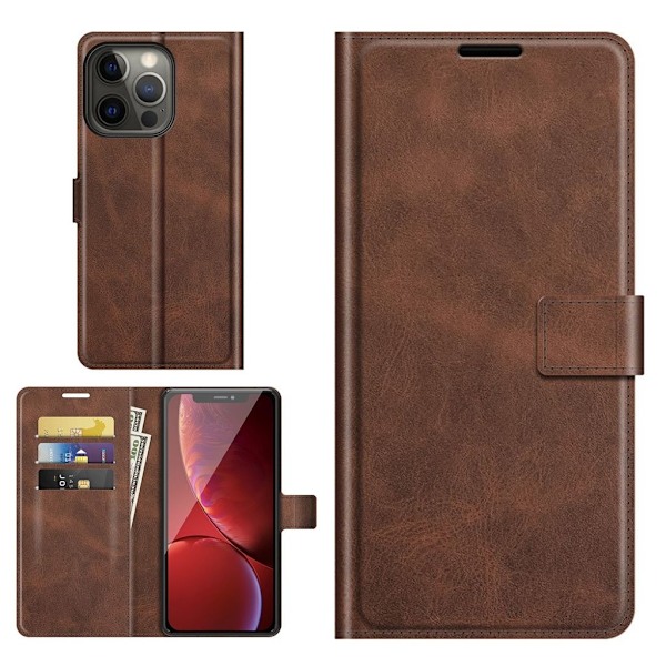 Lompakko Nahkakotelo For iPhone 13 Pro - Kahvi Brown