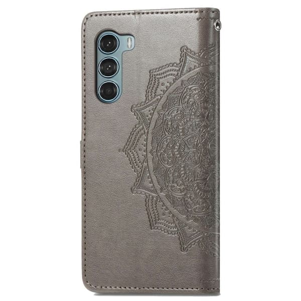 Mandala Motorola Moto G200 5G Flippetui - Grå Silver grey