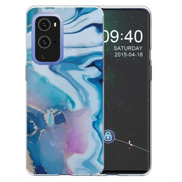 Marble design OnePlus 9 Pro cover - Blåt Stænk Blue