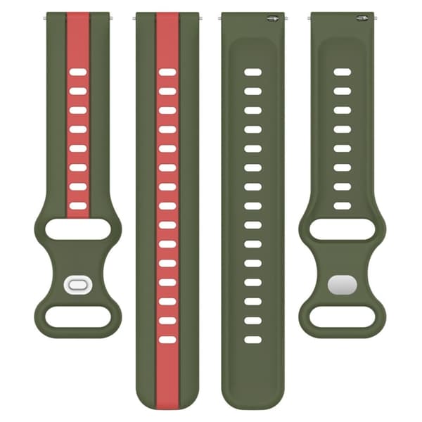 22 mm universalarmband i tvåfärgad silikon - Militärgrön / Röd Grön