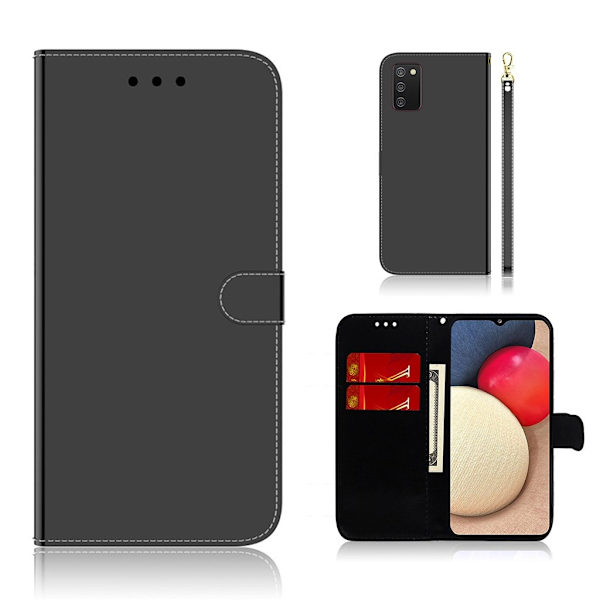 Mirror Samsung Galaxy A02s Flip etui - Sort Black