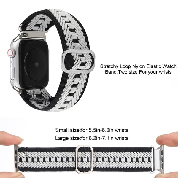 Apple Watch Series 8 (41 mm) elastisk nylonrem med kreativt mønster - Hvit White