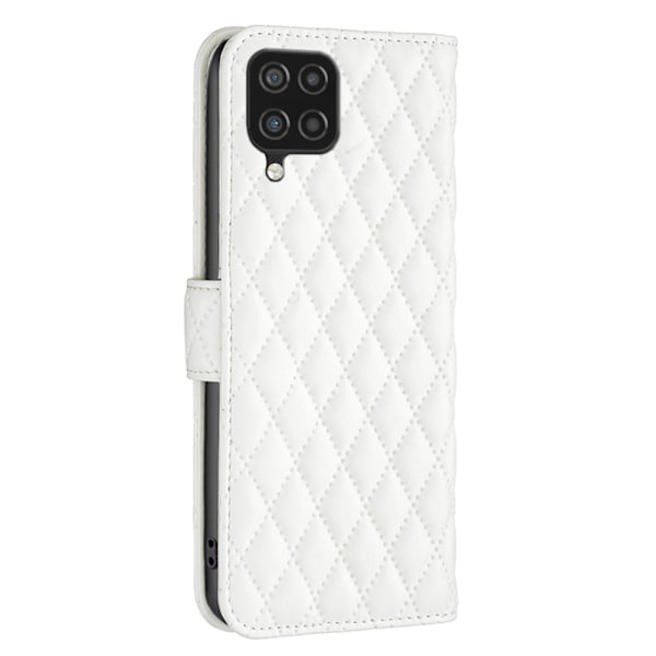 Rombemønster, matt flip-deksel for Samsung Galaxy A12 5G - Hvit White