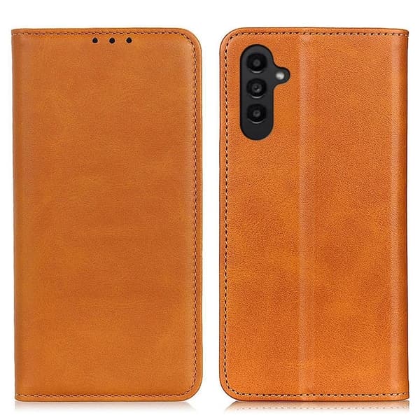 Flip Etui med Pung i Ægte Læder til Samsung Galaxy A14 - Brun Brown