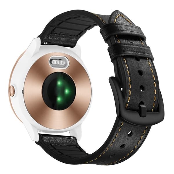 Garmin Vivoactive 3 / Vivomove HR ægte læder Urrem - Sort Black