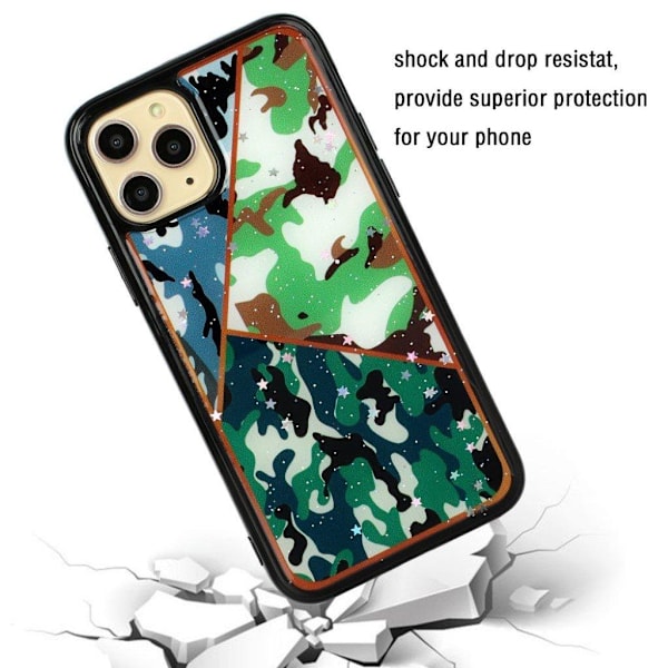 Marble design iPhone 11 Pro Max kotelot - Tri-Camouflage-Kuvio Green