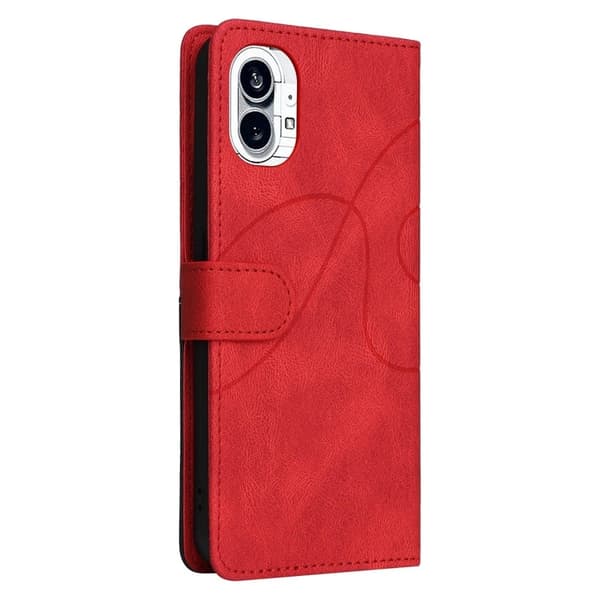 Tekstureret Nothing Phone (1) læderetui med rem - Rød Red