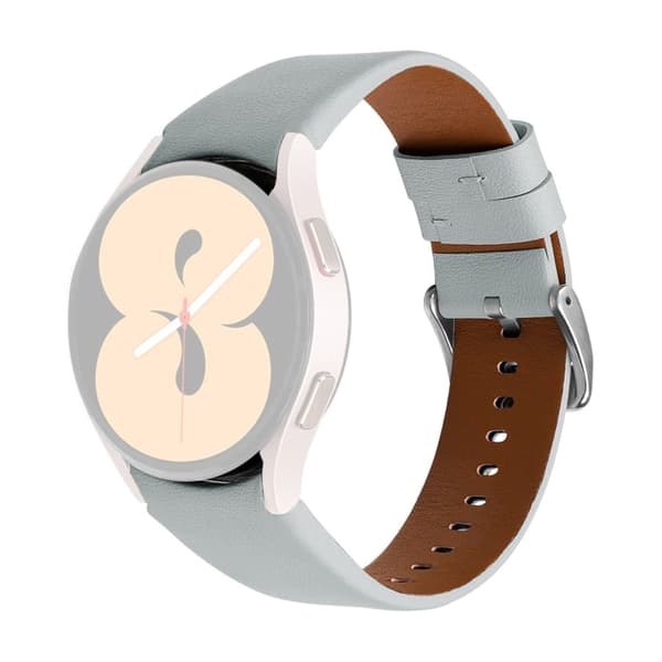 Klockarmband i äkta läder till Samsung Galaxy Watch 4 - Grå Silvergrå