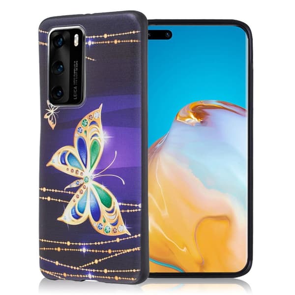 Imagine Huawei P40 Pro kuoret - Värjätty Perhonen Purple