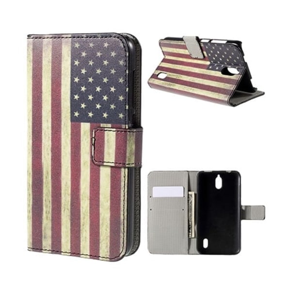 Moberg Huawei Y625 Nahkakotelo Korttitaskuilla - Vanhanaikainen Amerikan Lippu Multicolor
