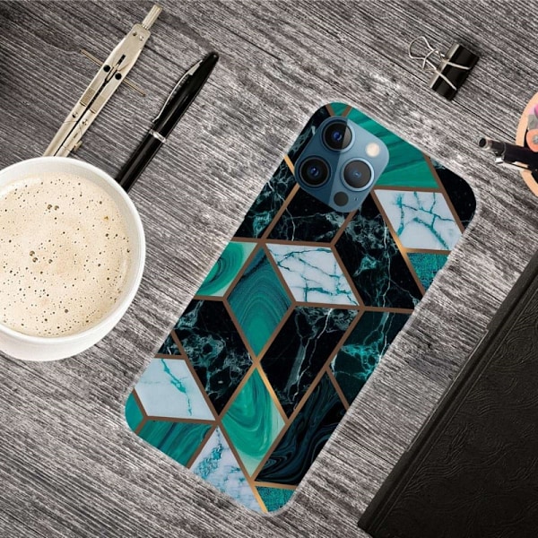 Marmormotiv iPhone 14 Pro skal - Smaragd Marmor Grön