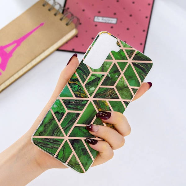 Marble Samsung Galaxy S21 Plus Etui - Grønn Green