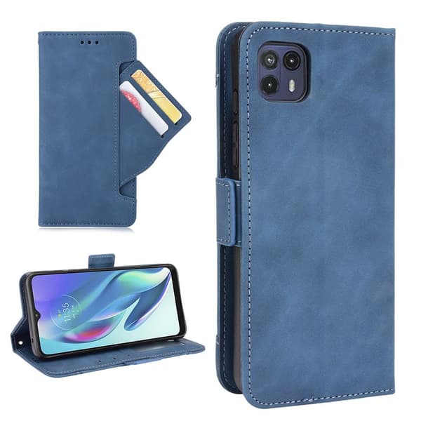 Modern-styled Læder Pung Etui til Motorola Moto G50 5G - Blå Blue