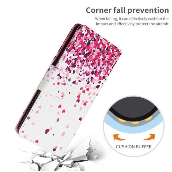 Wonderland iPhone 13 Pro Max Läppäkotelo - Pink Hearts Pink
