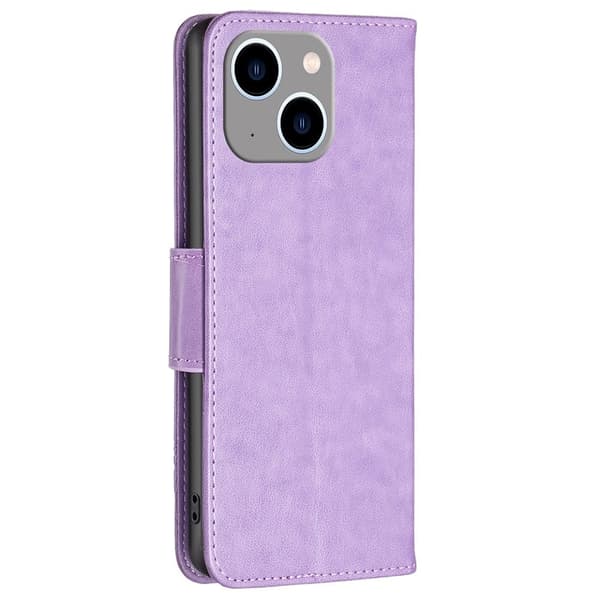 Butterfly iPhone 14 Plus nahkakotelo - Violetti Purple