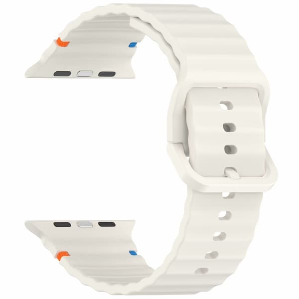 Apple Watch Series 41mm - 40mm - 38mm silikoninen ranneke - Starlight White