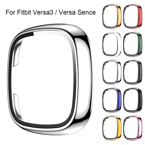 Fitbit Sense / Versa 3 galvanointi kansi karkaistua lasia - Hopea Silver grey