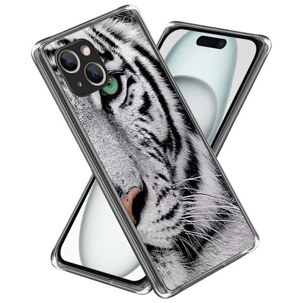Deco iPhone 15 Plus cover - Tigerhoved White