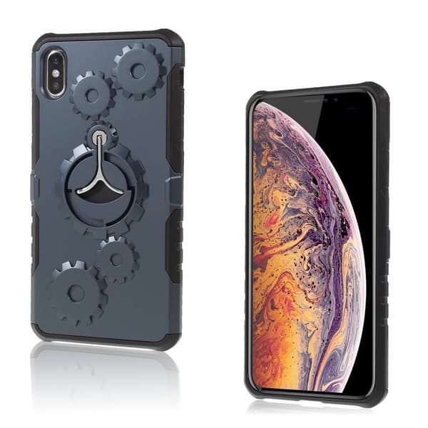 iPhone 9 Plus beskyttelses deksel av hybrid materiale med mekanisk stil - mørke blå Blue