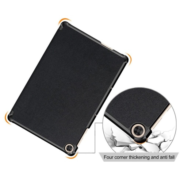 Tri-fold læderstativ-etui til Huawei MatePad T10 - Sort Black