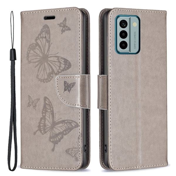 Sommerfugl Nokia G22 Flip Etui - Grå Silver grey
