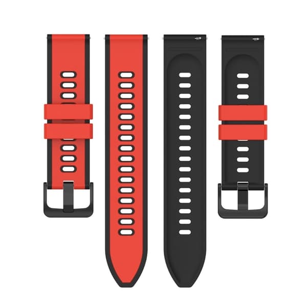 22mm Universal kaksivärinen silikoni ranneke - Punainen / Musta Red