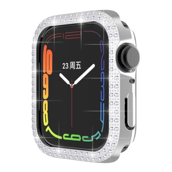 Apple Watch (45mm) kaksirivinen strassikivinen suojus - Hopea Silver grey