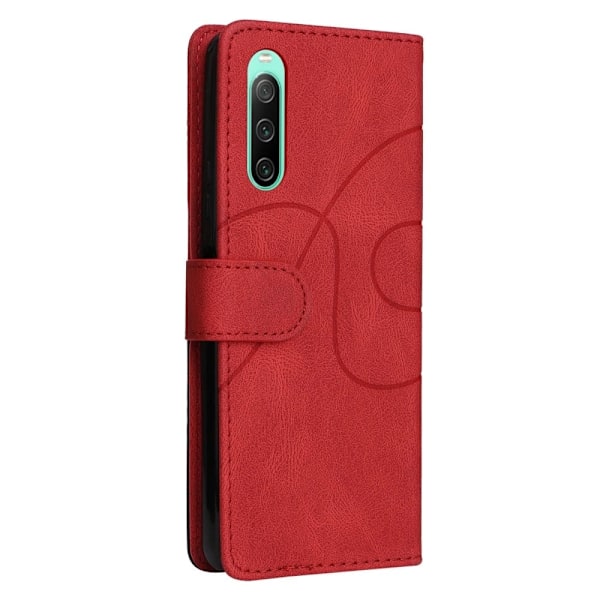 BINFEN kaksivärinen nahkakotelo Sony Xperia 10 IV - Punainen Red