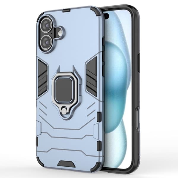 Hybrid iPhone 16 Plus cover med støttefod og bilmontering - Blå Blue