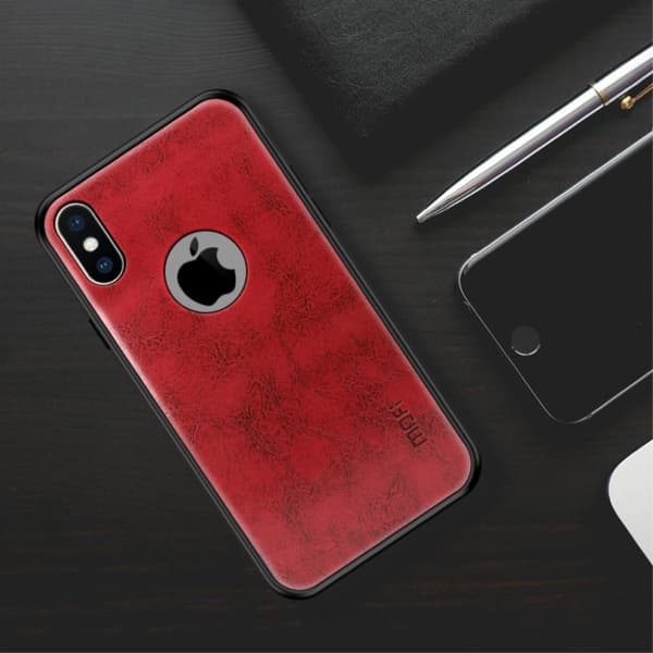 MOFI iPhone X hybrid etui med læderbelægning - Rød Red