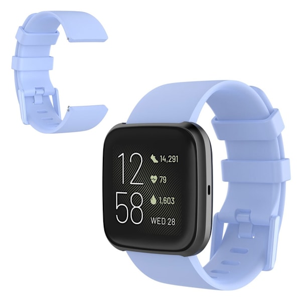 Fitbit Versa 2 / Versa Lite silikon klockarmband - baby blå / Size: L Blå