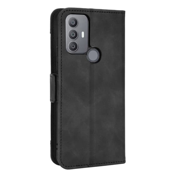 Stilfuldt Læder Etui med Pung til Tcl 306 / 305 / 30e / 30se - Sort Black