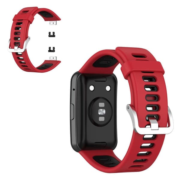 Huawei Watch Fit tofarvet silikoneurrem - Rød / Sort Red