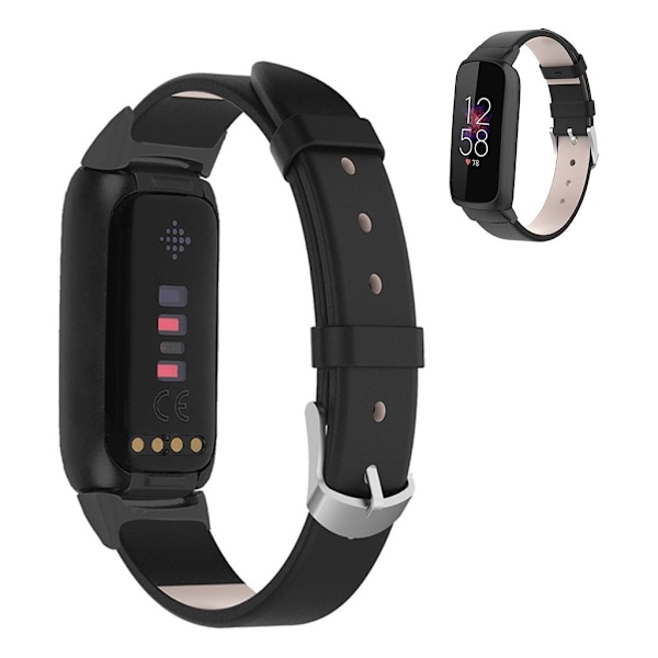 Fitbit Luxe urrem i ægte læder - Sort Black